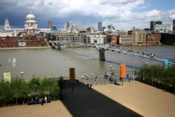 Millennium Bridge with St Paul's seen from the Tate Modern Wallpaper