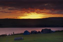 Sunset over the Campsite Wallpaper