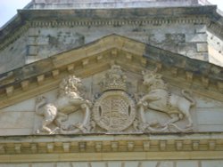 The family arms on the main building. Wallpaper