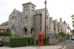 Church and Red Telephone Box