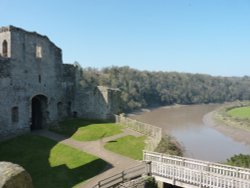 Chepstow Castle Battlements and River Wye Wallpaper