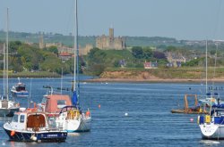 Amble, view towards Warkworth Castle Wallpaper