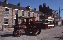 Steam tractor and tram at Beamish Wallpaper