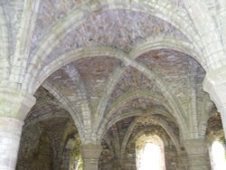 Buildwas Abbey ruins, ceiling in the former chapter-house Wallpaper