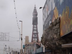 Blackpool Tower on a very dark and rainy day Wallpaper