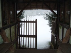 From covered bridge at Polsden Lacey Wallpaper