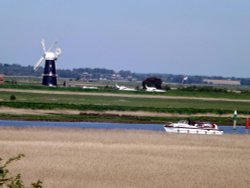 Breydon water and Berney Arms Mill, Burgh Castle, Norfolk Wallpaper