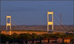 Evening Sun, Old Severn Bridge, Chepstow. Wallpaper