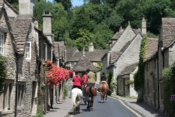 Castle Combe - Traffic on Main Street - July, 2008 Wallpaper