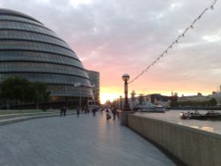 The Sun sets behind City Hall Wallpaper