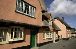 Pink Cottage Row Wallpaper