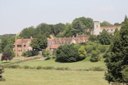 St. Mary's  Church, Ewelme,  viewed across the fields from the south Wallpaper