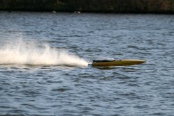 Model Boat on Herrington Park boating lake. Wallpaper