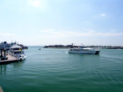 Wightlink Catamaran Arrives in Portsmouth Harbour Wallpaper