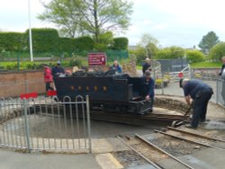 Ravenglass & Eskdale railway turning the tender from 'Samson' Wallpaper