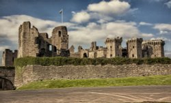 Raglan Castle ruins,  Monmouthshire, Wales Wallpaper