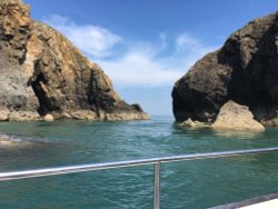 Ramsey Island off St. David's from cruise boat Wallpaper