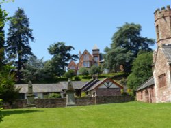 View of the ( Killoran Hotel) now flats from Wetheral Holy Trinity Church Wallpaper