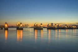 Twilight over the Thames Barrier Wallpaper