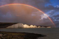 Rainbow Weather over the Sisters Wallpaper