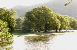 Autumn shore scene, Derwentwater, Keswick, Cumbria Wallpaper