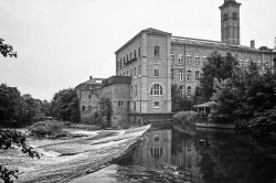 Salt's Mill beside the River Aire Wallpaper