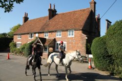 Riders outside The Bell Inn, Aldworth Wallpaper