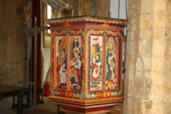 The decorated pulpit in the Church of St. Etheldreda in Horley Wallpaper