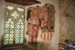 Wall paintings on a window jamb of The Church of St. Peter ad Vincula in South Newington Wallpaper