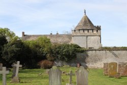 The Great Kitchen and Manor Farmhouse viewed from the churchyard at Stanton Harcourt Wallpaper