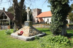 The green, war memorial and church in Boxford Wallpaper