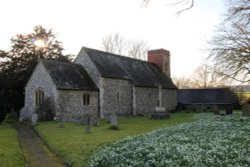 Snowdrop time at St. Frideswide's Church, Frilsham Wallpaper