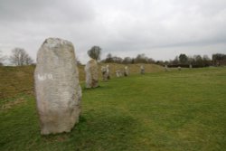 Part of the stone circle and bank at Avebury Wallpaper