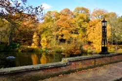 Autumn View Across the Lake, from the Bridge Wallpaper