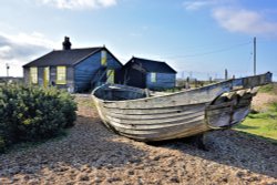 Derek Jarman's old House (prospect Cottage) & Old Boat at Dungeness Wallpaper