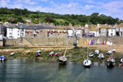 Mousehole Harbour & the Ship Inn on the Quayside Wallpaper