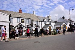 Tintagel's Fore Street with Ye Olde Malthouse Inn Wallpaper