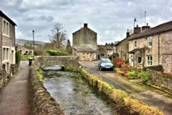 Peakshole Water Running Through Castleton Village Wallpaper