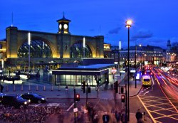 Evening View of King's Cross Station from Euston Road Wallpaper