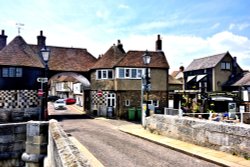 The Sandwich Toll Bridge Over the River Stour and Fisherman's Wharf Wallpaper