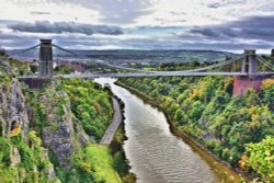 The Clifton Suspension Bridge Across the Avon Gorge, with the Viewpoint at St Vincent's Cave Wallpaper