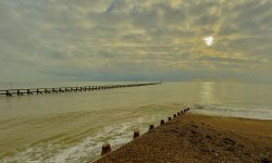 December afternoon sun, Littlehampton Harbour entrance Wallpaper