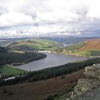 Stanage Edge, Derbyshire: view of Ladybower Reservoir
