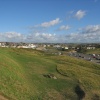 Above Summerleaze bay and carpark, looking back towards the town