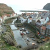 The classic postcard view of Staithes, North Yorkshire.