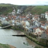 Staithes, North Yorkshire. Looking down accross the harbour from the Cowbar.