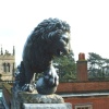Lion photographed on roof of Staunton harold hall, by richyp. 2002