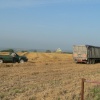 A combine harvesting in rural Somerset