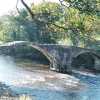 Old Roman Bridge over river Hodder at Hurst Green Nr. Ribchester, Lancashire.