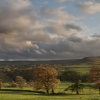 Autumnal view of Westerdale from the western side of the valley. North Yorkshire